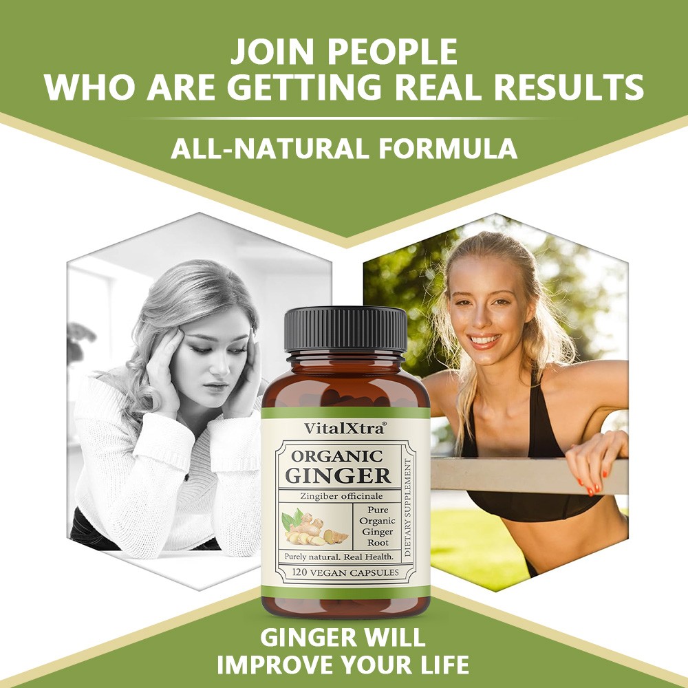 Ginger Root Capsules 950mg, for Digestive Support, Immune Wellness,120 Capsules