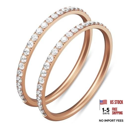 2-Pack 14K Gold Plated Stackable Bands for Oura Ring 5/Oura Ring 8 Rosegold