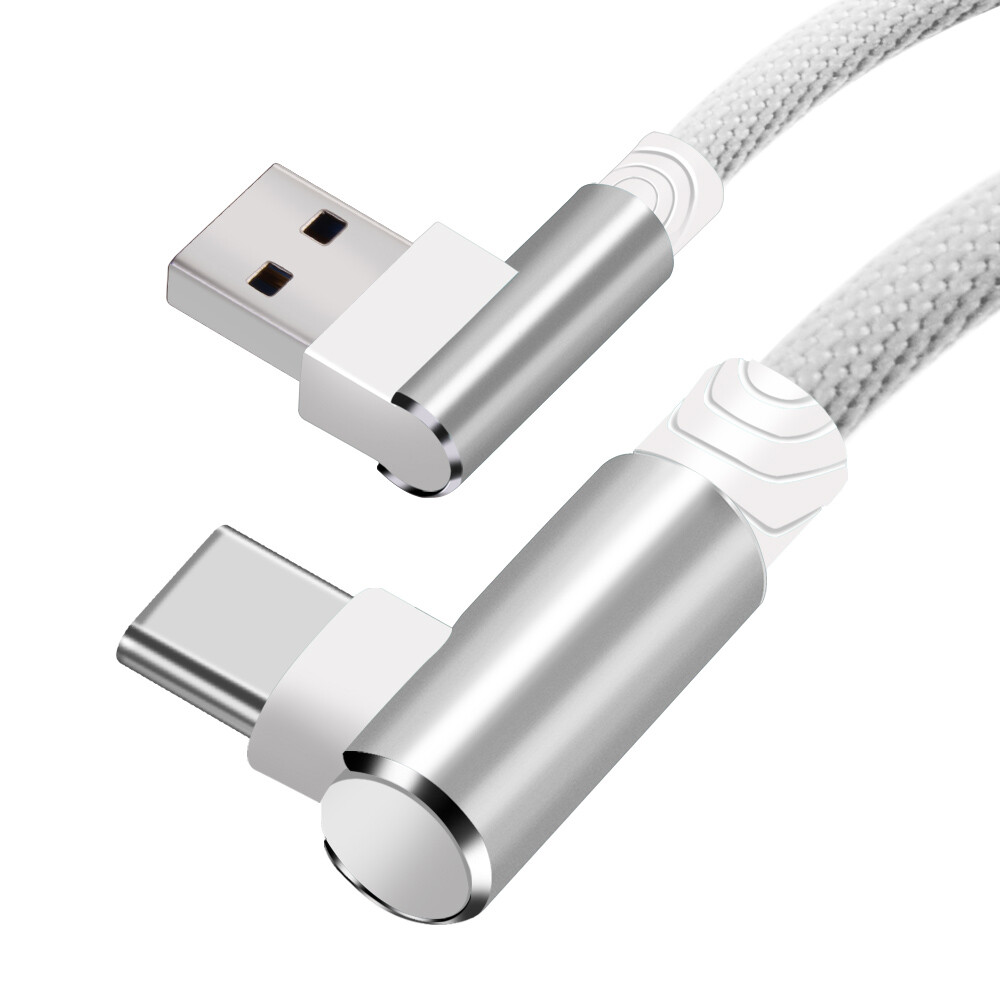 3/6/10Ft USB to Type-C 90 Degree Cable Fast Charger Charging Data Sync Cord Lot
