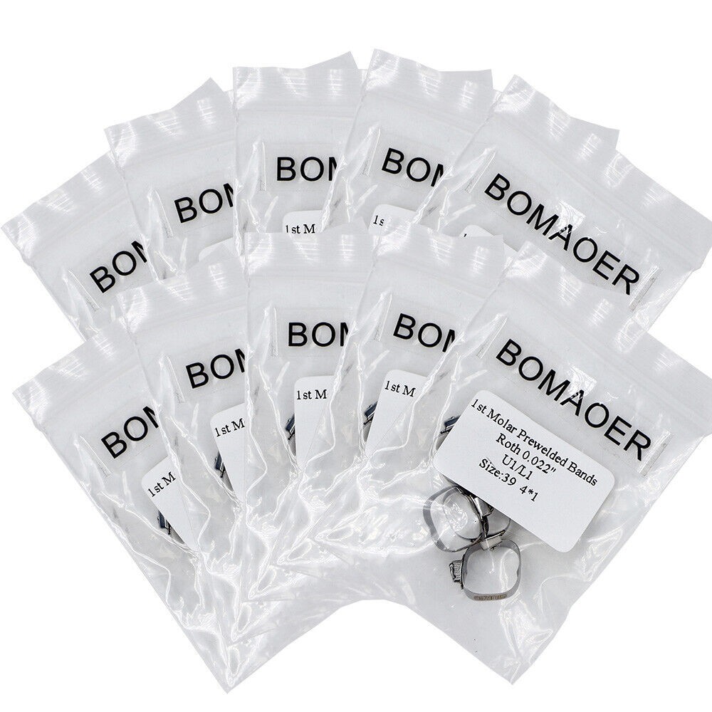 10 Packs Dental Orthodontic Buccal Tube Bands 39# Roth 0.022" for first molar