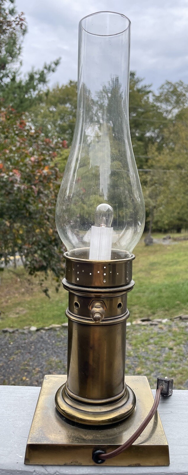 Vintage Brass Lamp Lantern Nautical Lighting Mid-Century Deco Design