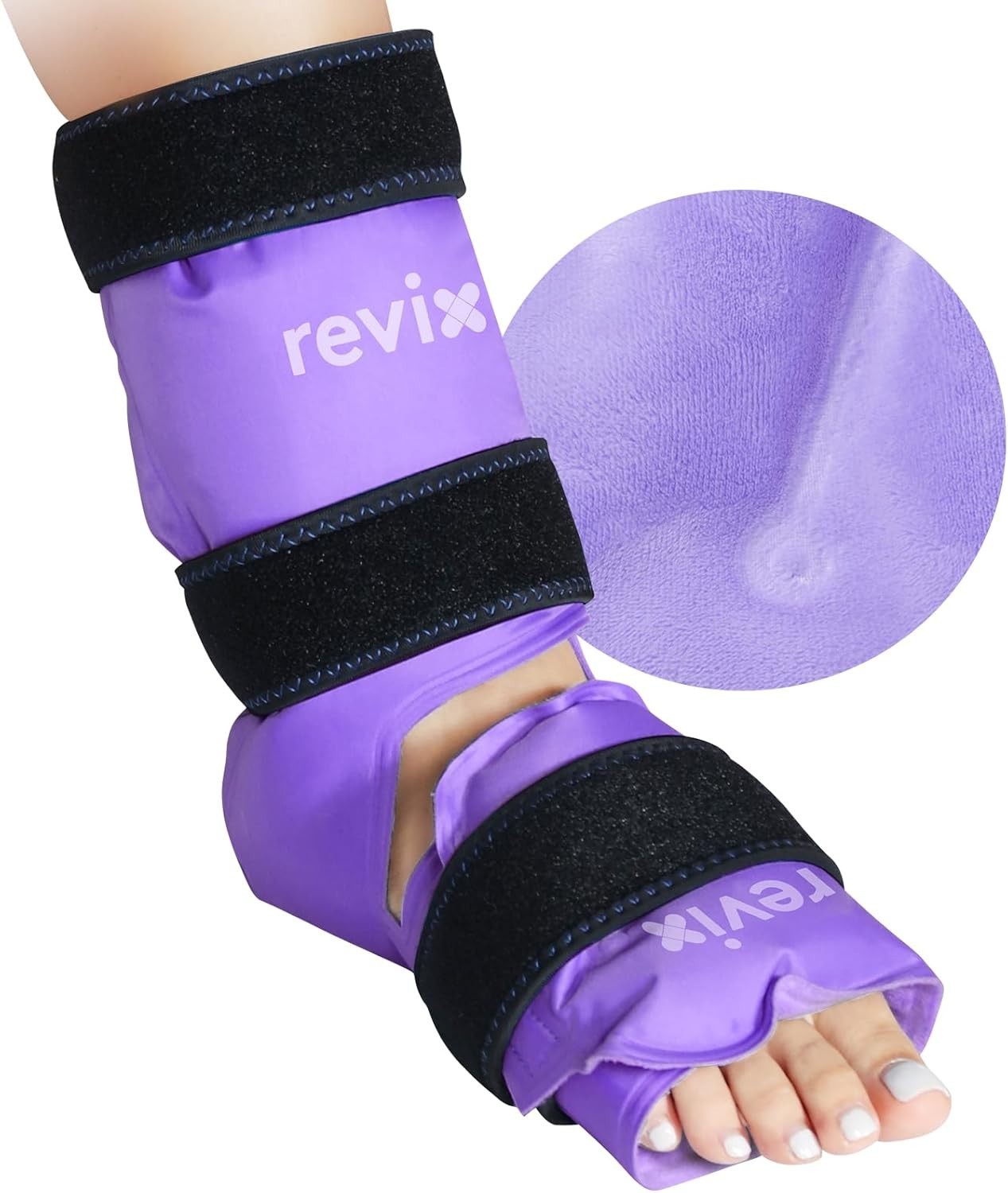 REVIX Ankle Ice Pack Wrap Reusable Gel Cold Pack Foot Recovery Plantar Purple