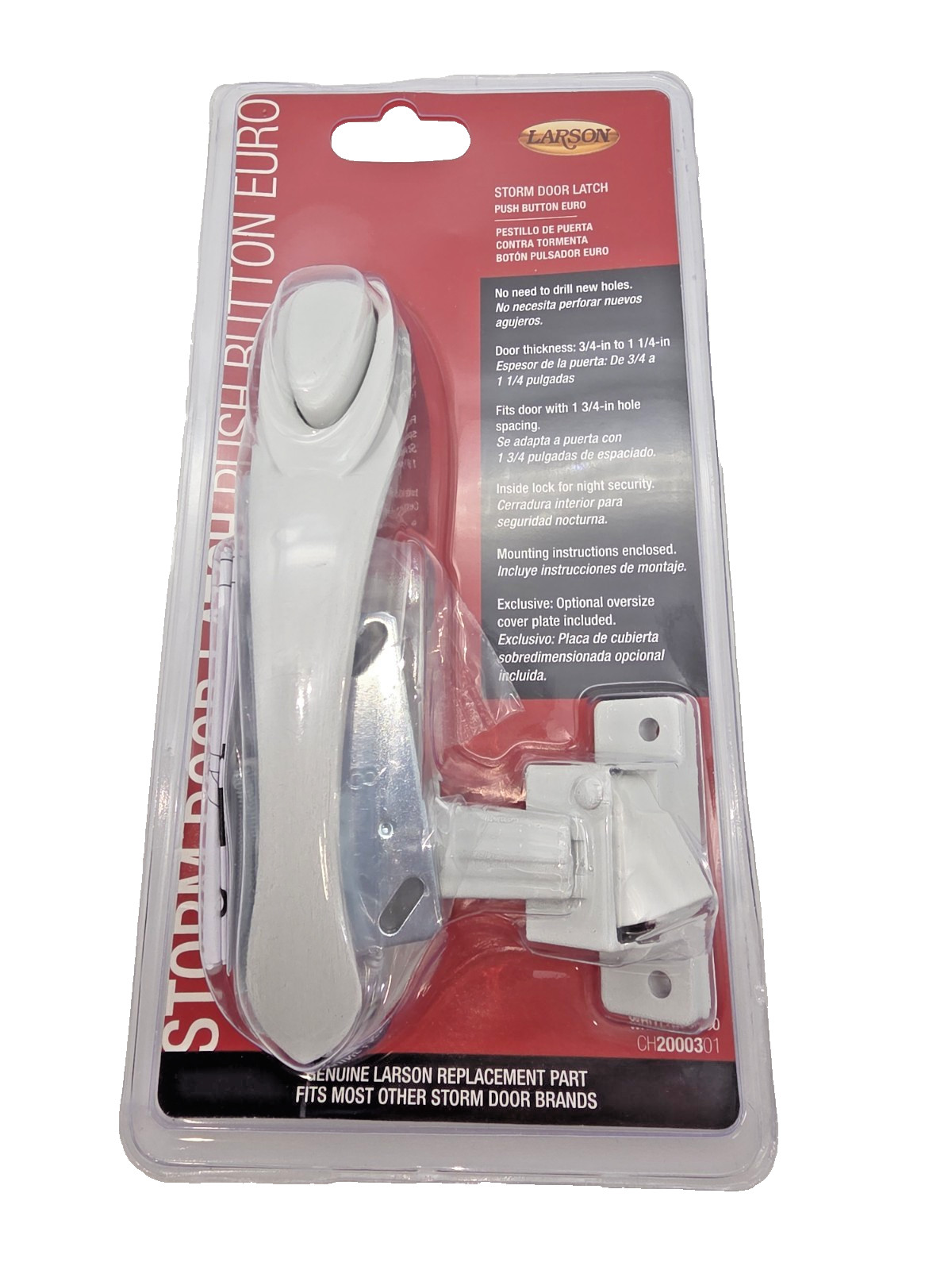 Larson Storm Door Latch Push Button EURO Fits Most Other Brands White 0923041724