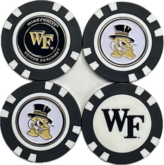 NCAA Wake Forest Demon Deacons Golf Poker Chip with Double Sided Ball Marker 4pk