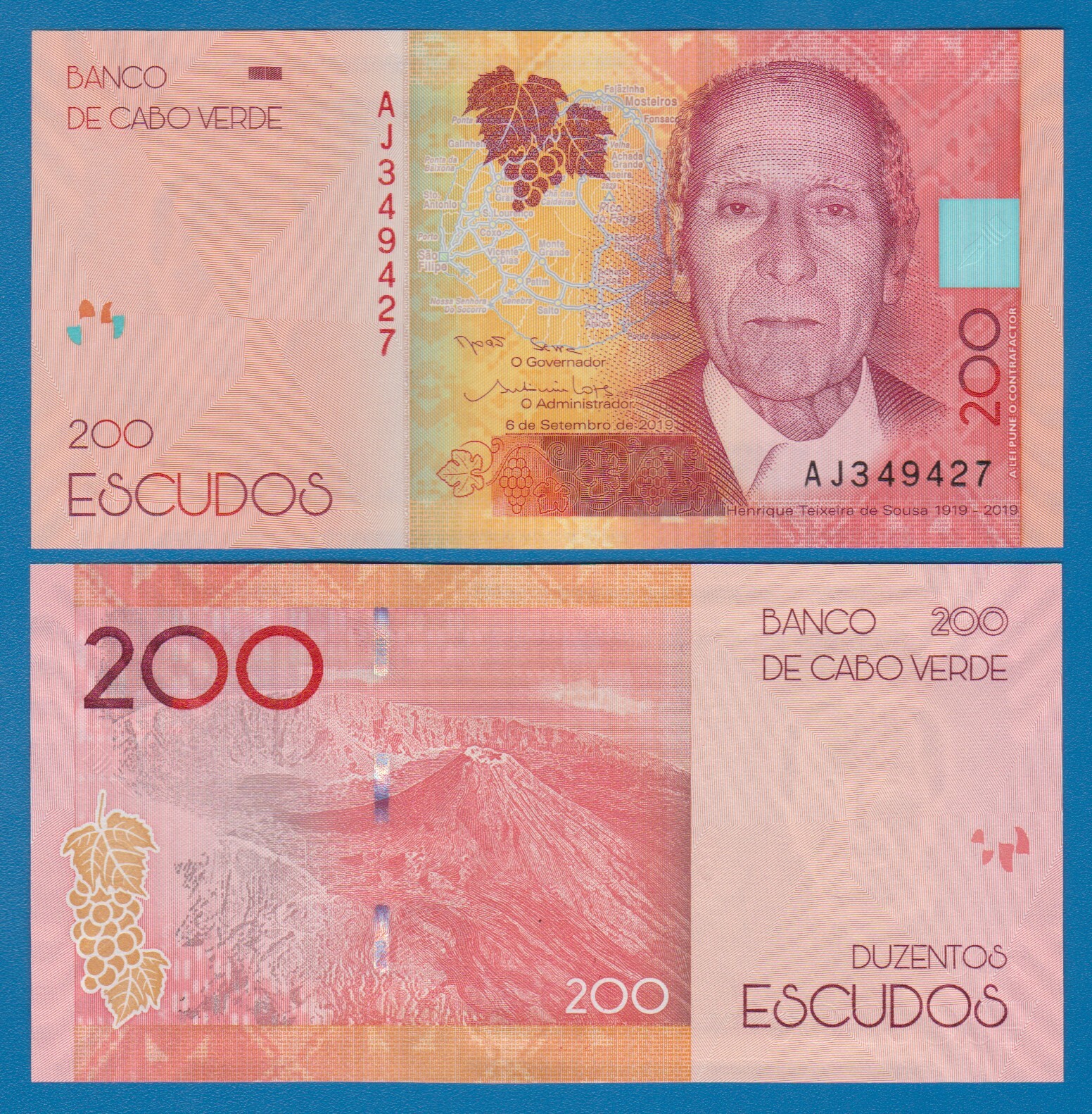 Cape Verde 200 Escudos, P 76, 2019, UNC PAPER Not Polymer