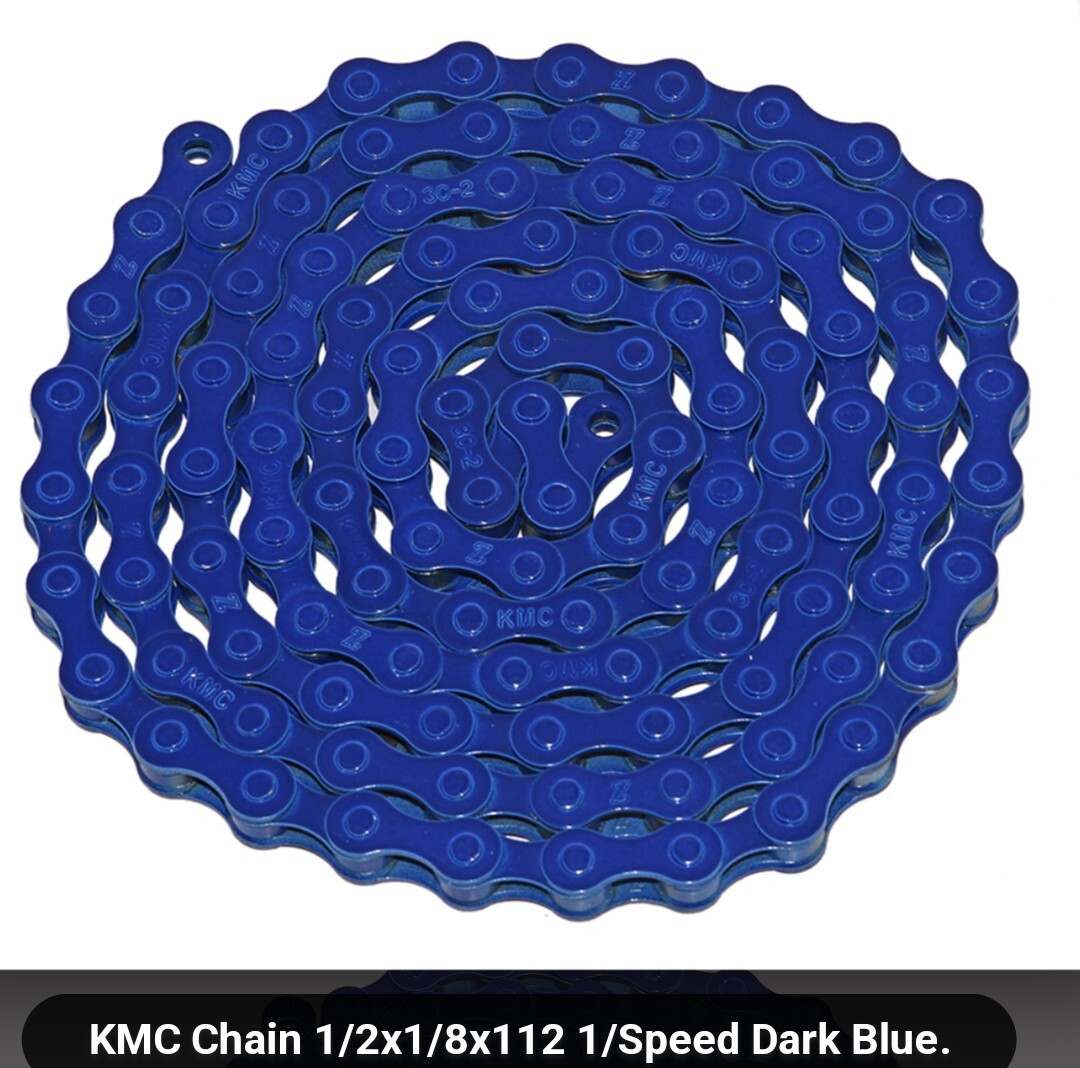 KMC SINGLE SPEED BICYCLE CHAIN BLUE 1/2"X1/8"X 112,CRUISER,BMX