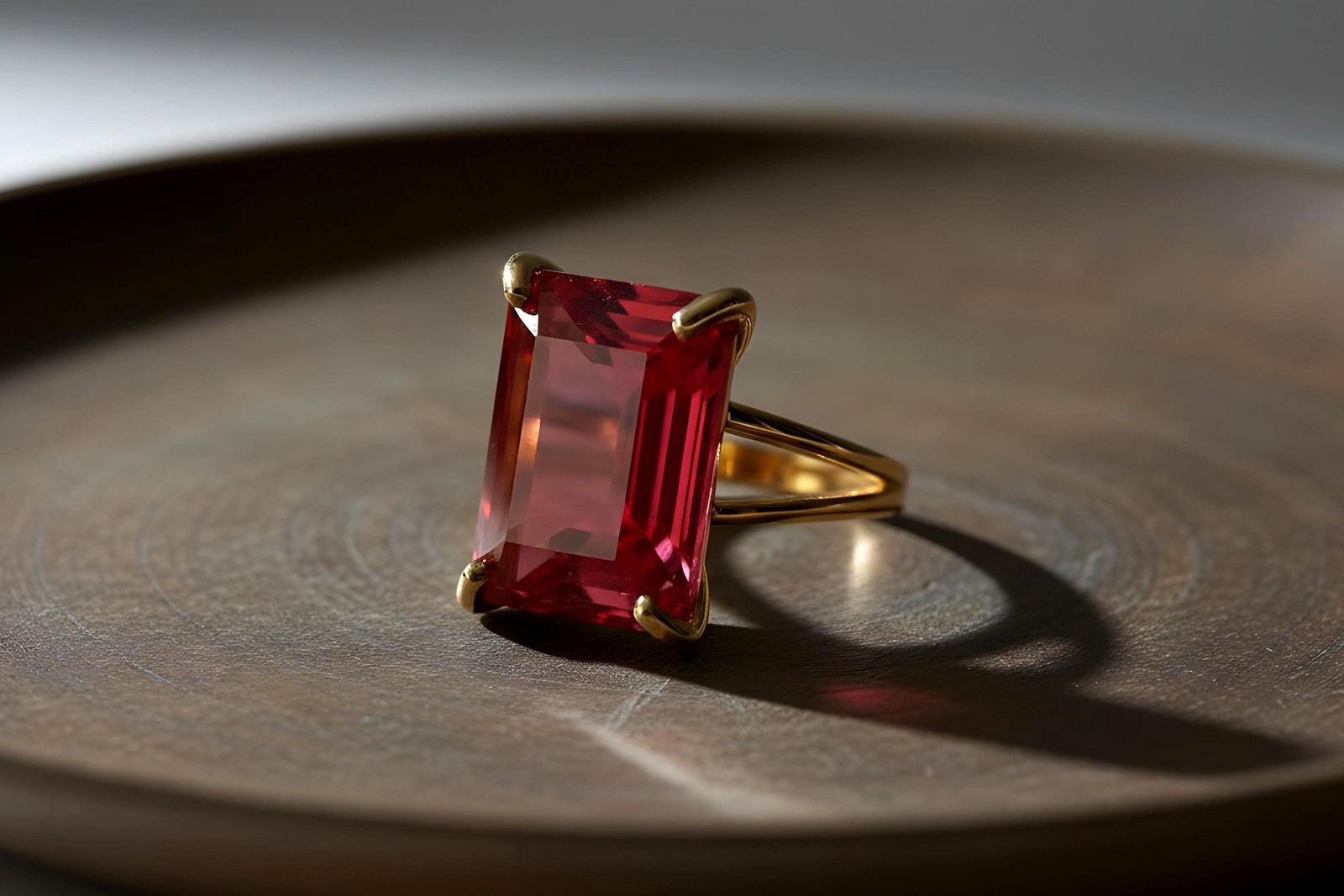 Pink Tourmaline Ring Anemone Handmade Gold Vermeil Emerald Cut Jewelry