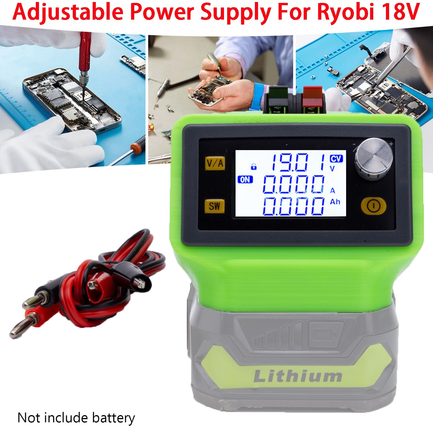 DC Power Supply For Ryobi 18V Li-Ion Battery Adjustable Voltage Large Display
