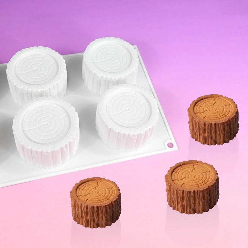 6 Cavity Tree Stump Silicone Mousse Cake Moulds Chocolate Baking Mould Kitchen
