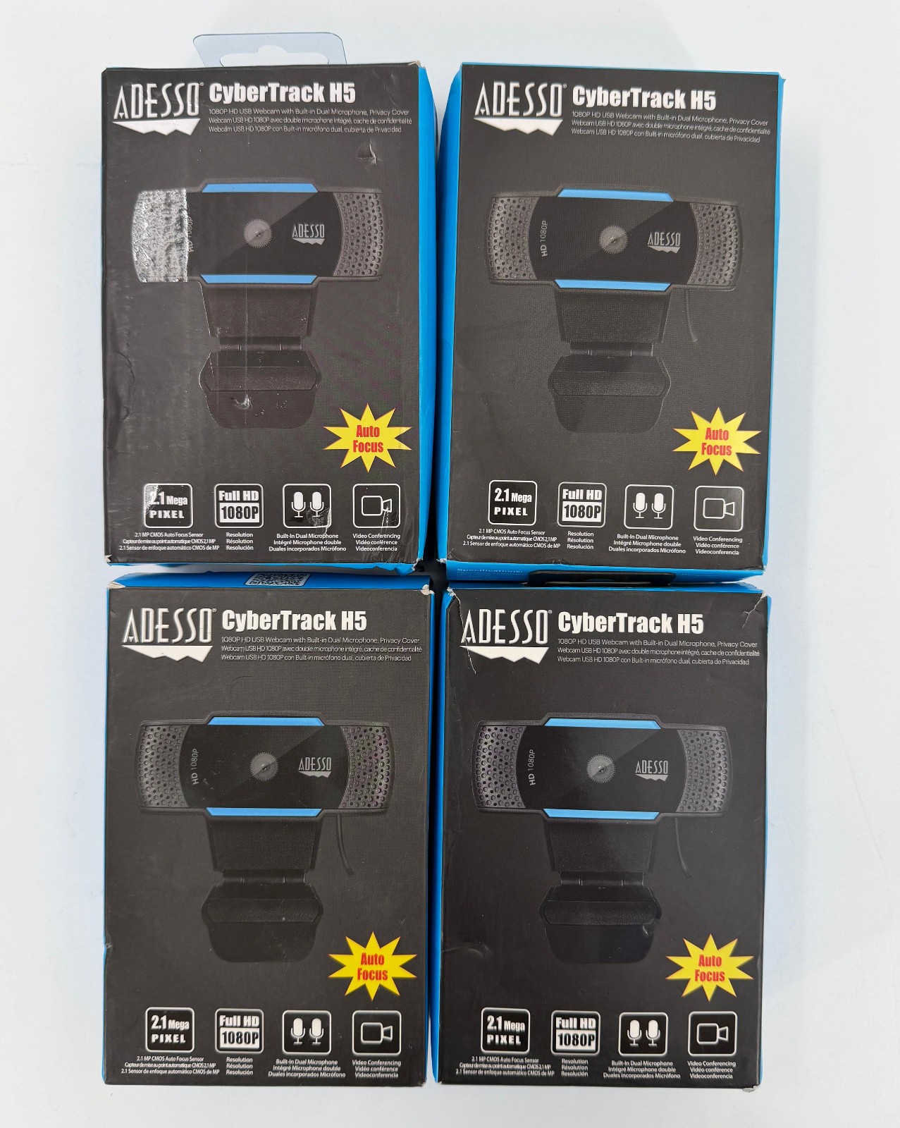 Lot of 4 Used, Adesso CyberTrack H5 Full HD 1080p USB Auto Focus Webcam