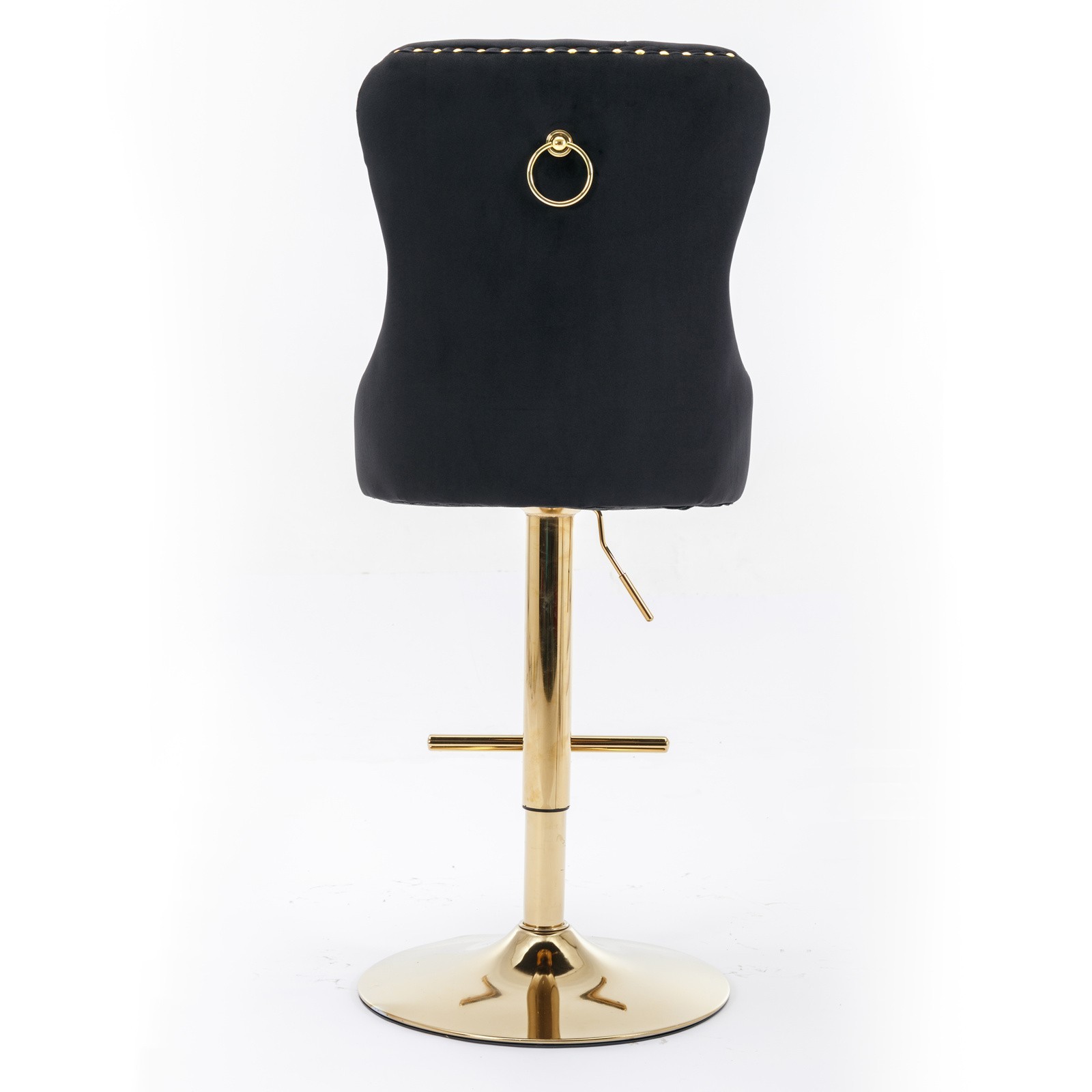 A&A Furniture Golden Swivel Velvet Barstools - Adjustable (27-35"), Tufted