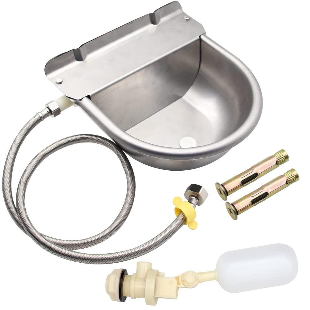 Automatic Animal Drinking Water Bowl with Float Valve,304 Stainless Steel Liv...