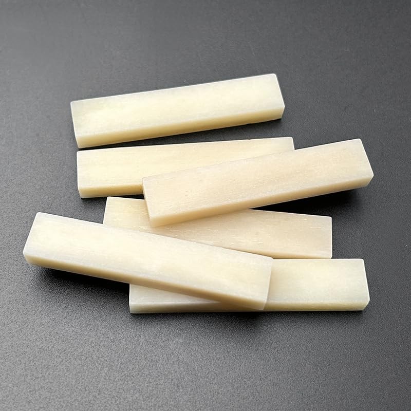 SAPHUE 6Pcs Unbleached Bone Guitar Nuts Blank For 6*Nuts, Natural