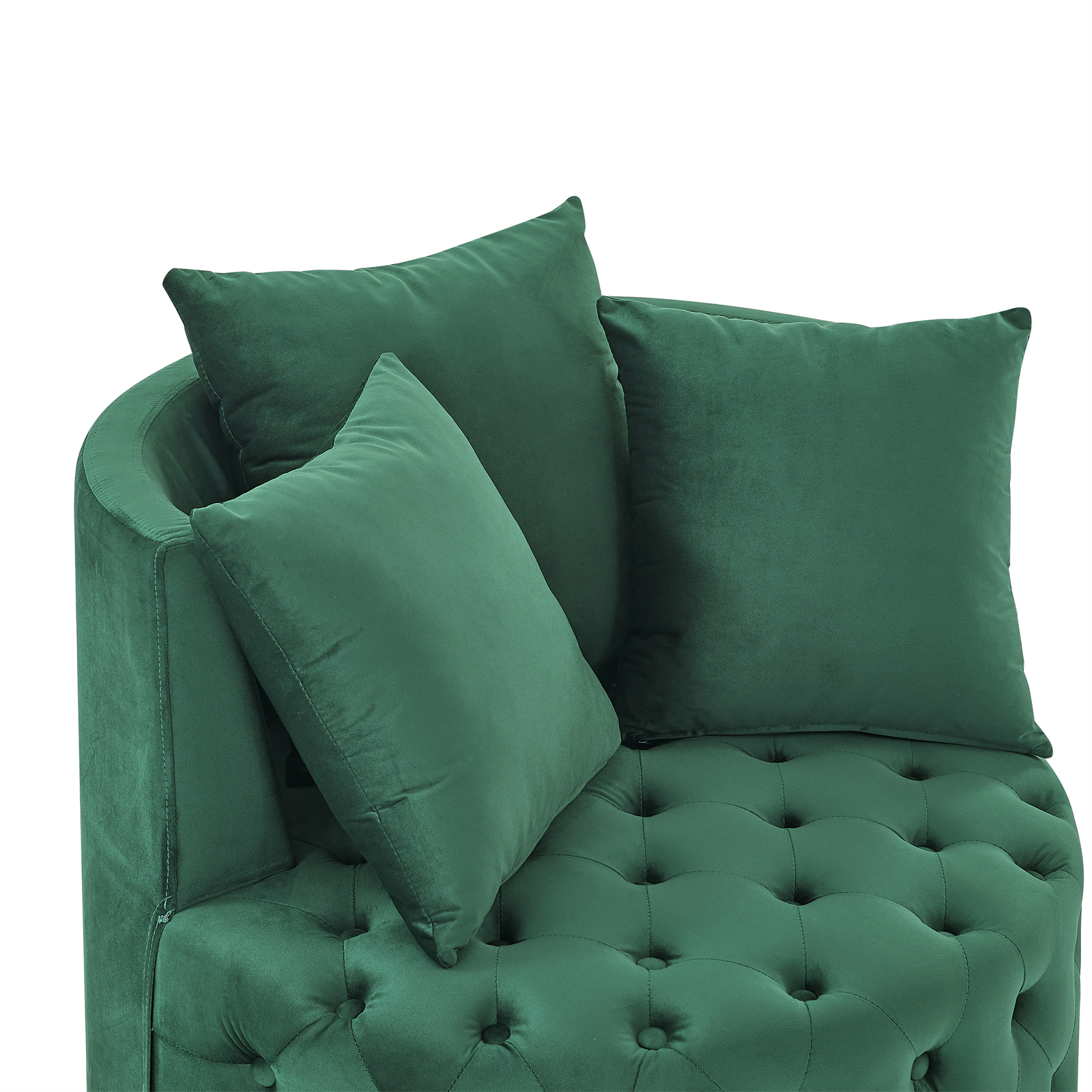 Velvet Upholstered Accent Chair Sofa Lounge Club Round Chair Living Room Green