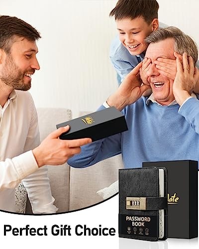 Secure Password Keeper Logbook with Lock, 600+ Spaces, Alphabetical Tabs, Compac