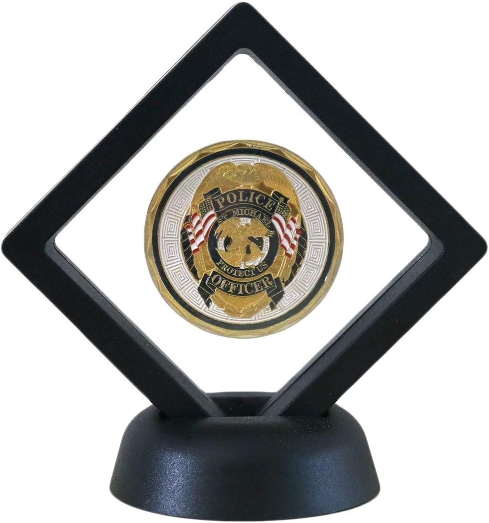 SH Challenge Coin Display Frame, 3D Floating Case Stand Holder, Black