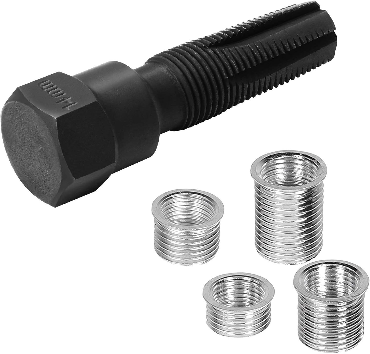 Repair Damaged Spark Plug Threads with 14mm Kit - Tap & 4 Inserts Included