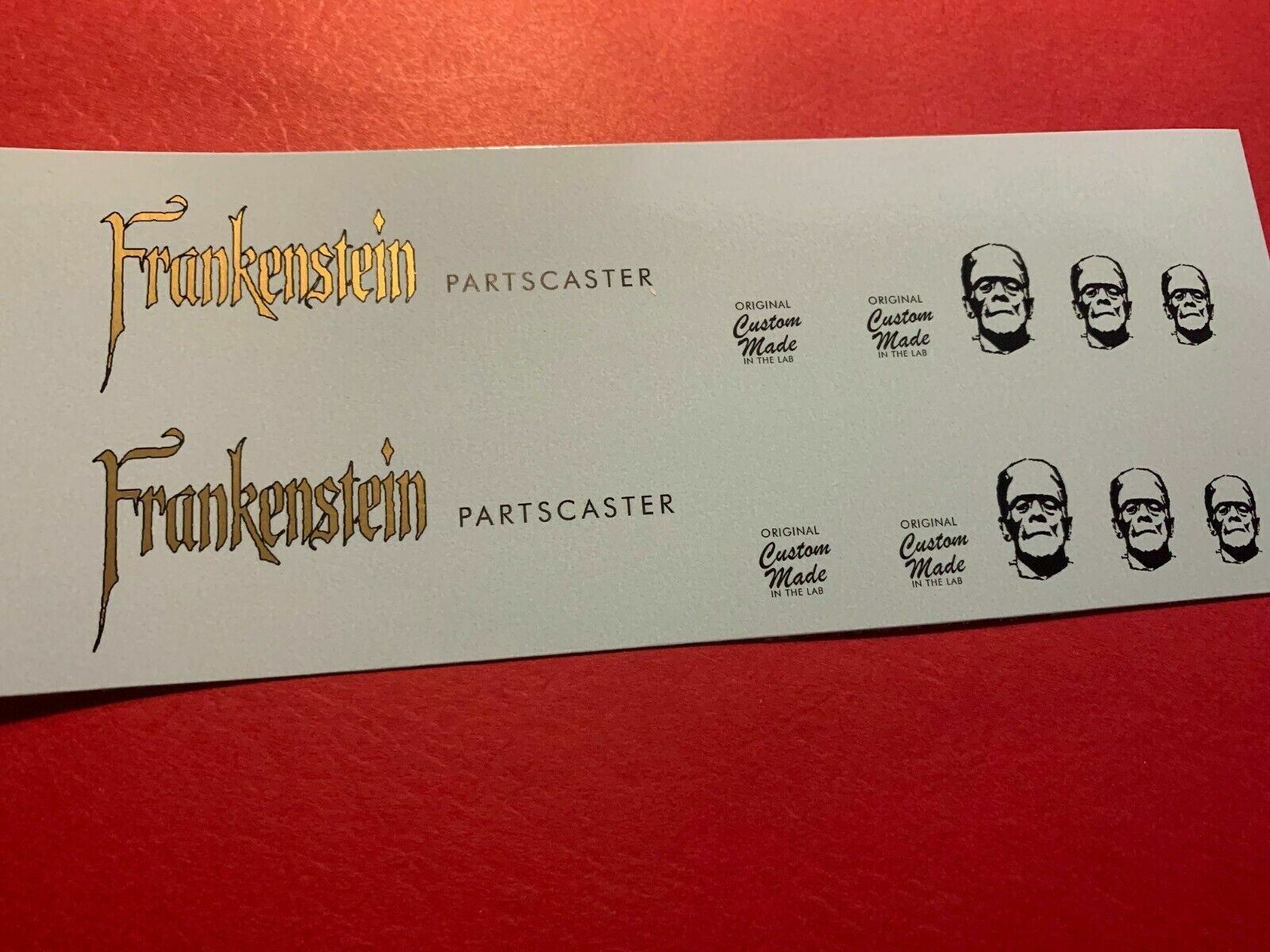Frankenstein Waterslide Guitar Headstock  Decal Gold Metallic 2 per order STR