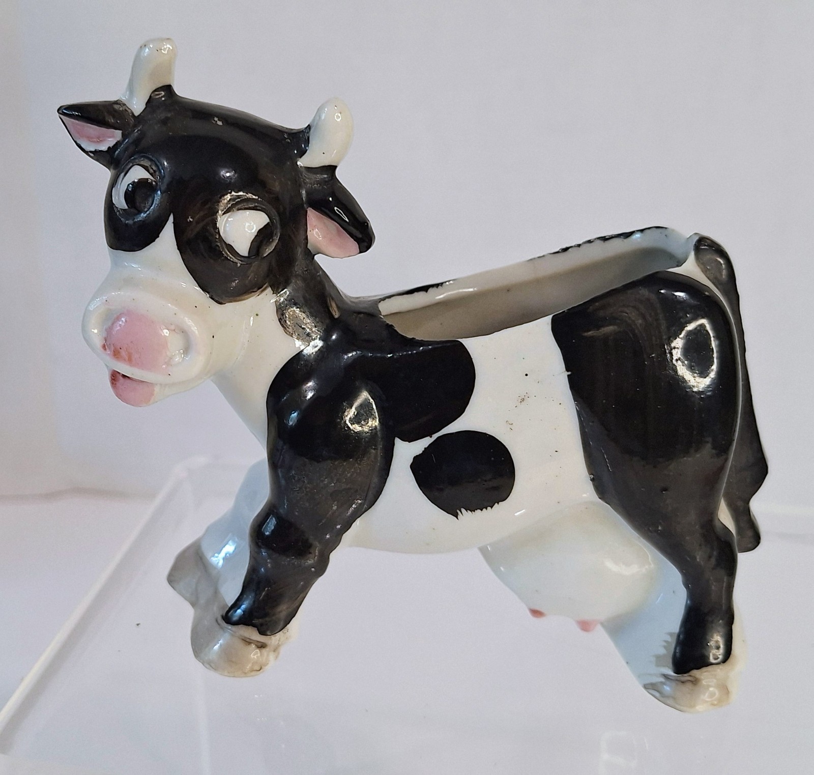 Vintage Japan Black & White Dairy Cow Succulent Planter Kitschy