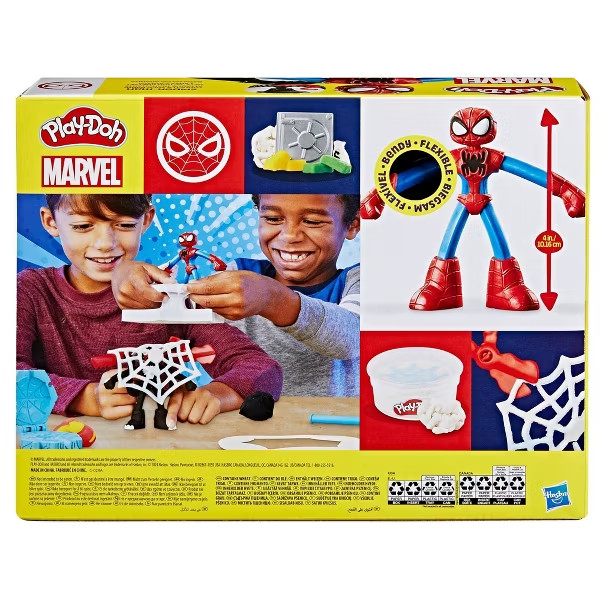 Play-Doh Marvel Spider-Man Launch & Slice Battle Playset 2 Bendy Action Figures