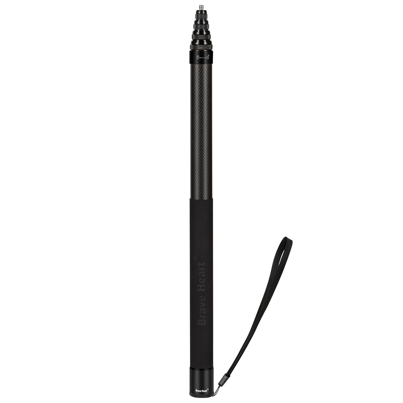 17-118"/3.0m Carbon Fiber Invisible Selfie Stick 9.8ft Extended Super Black