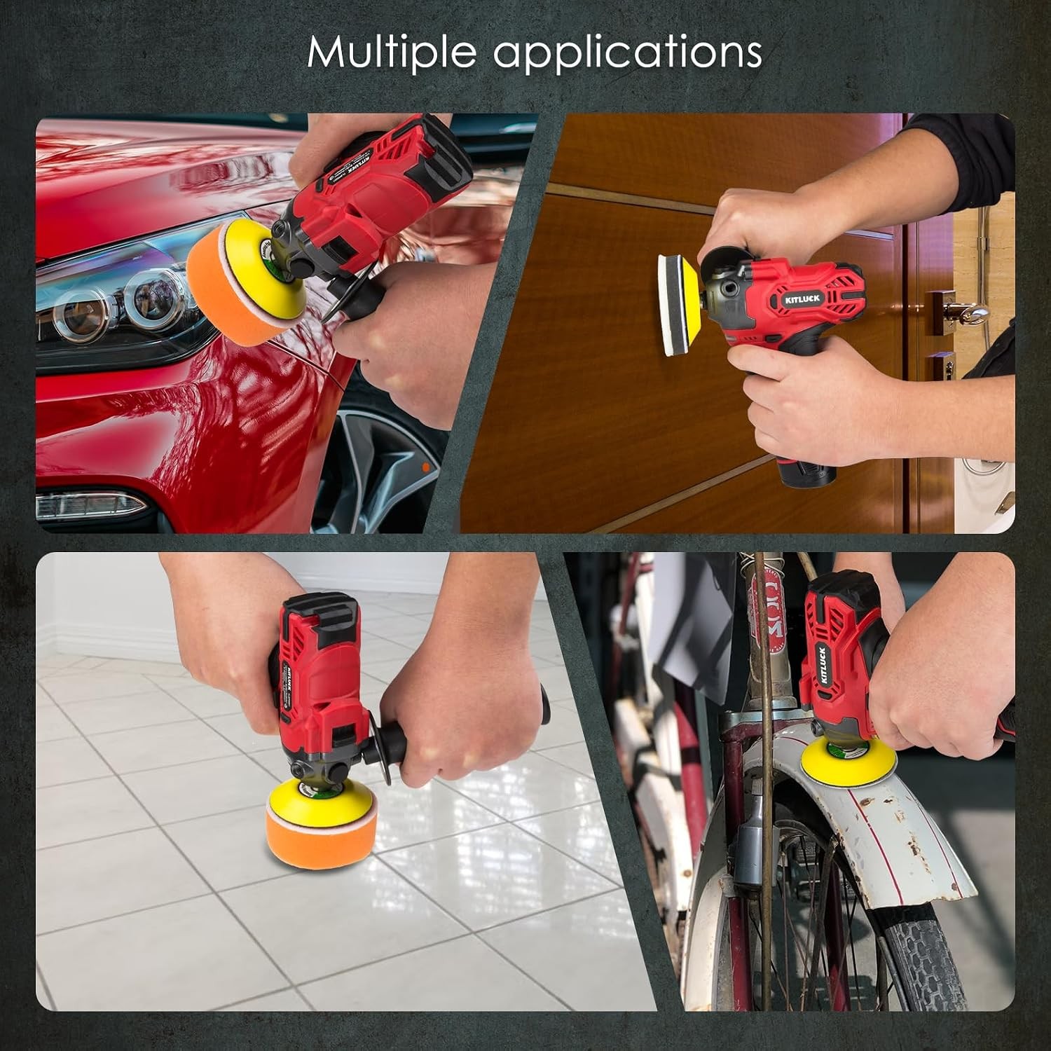 Cordless Buffer Polisher, 12V Mini Wax Buffer & Sander with 2 X 2.5Ah Battery