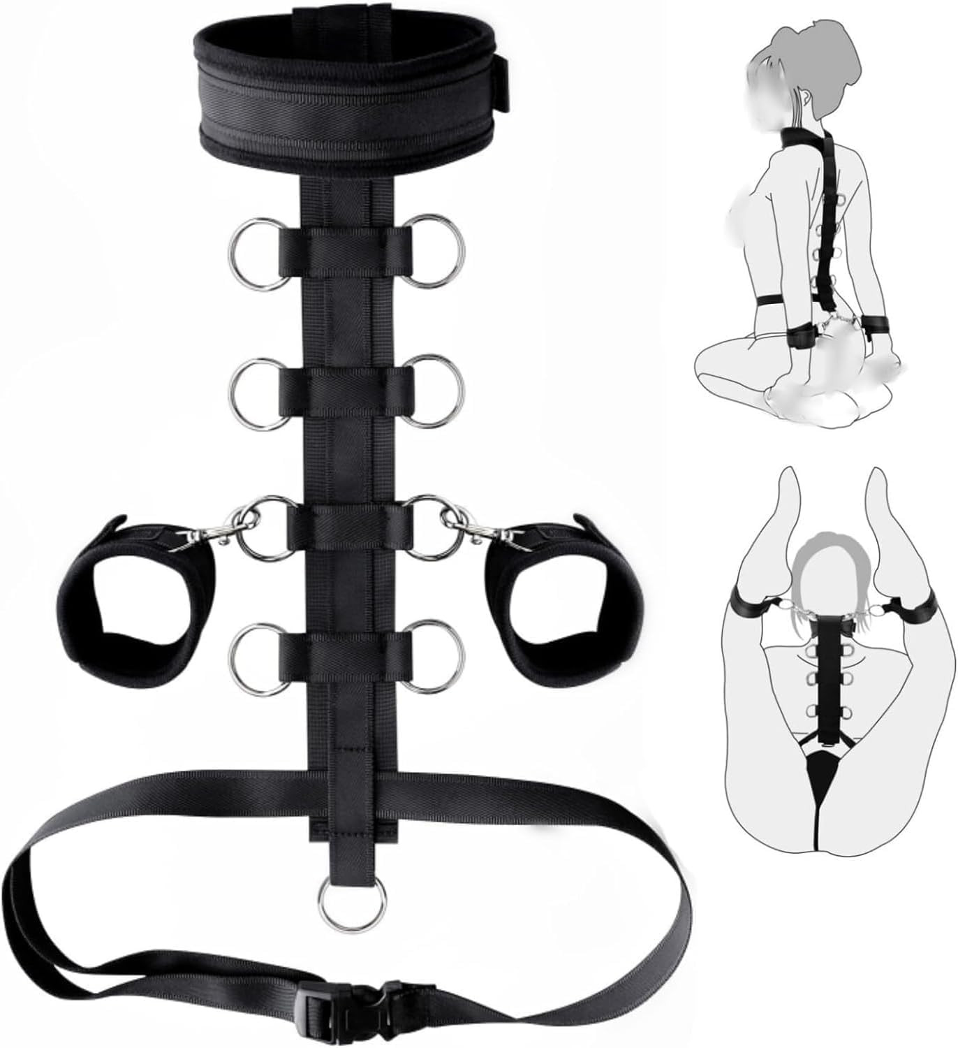 Bondaged Restraints Sex Spreaders Queen Bed Set for Women Submissive Kit Tied U