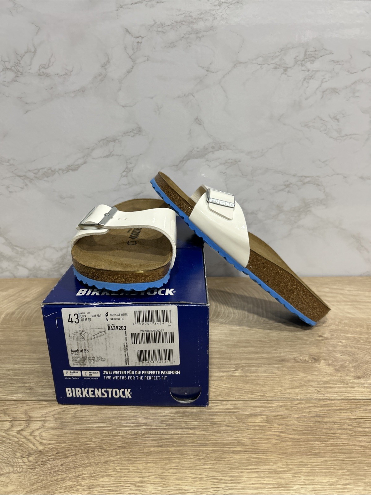Birkenstock Madrid BS White Leather Sandals Men 0439203 Sz 10 Narrow New