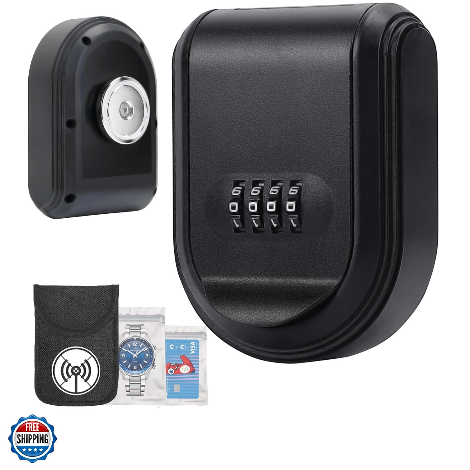 Magnetic Key Holder Box Hide A Key Under Car with Combination Lock with Stron...