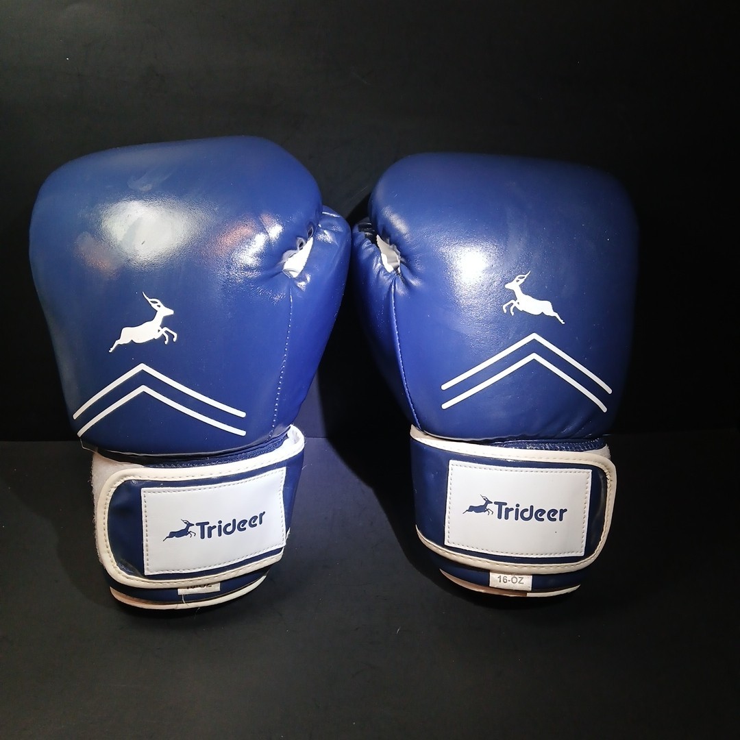 Trideer 16oz Boxing Gloves. Blue And White