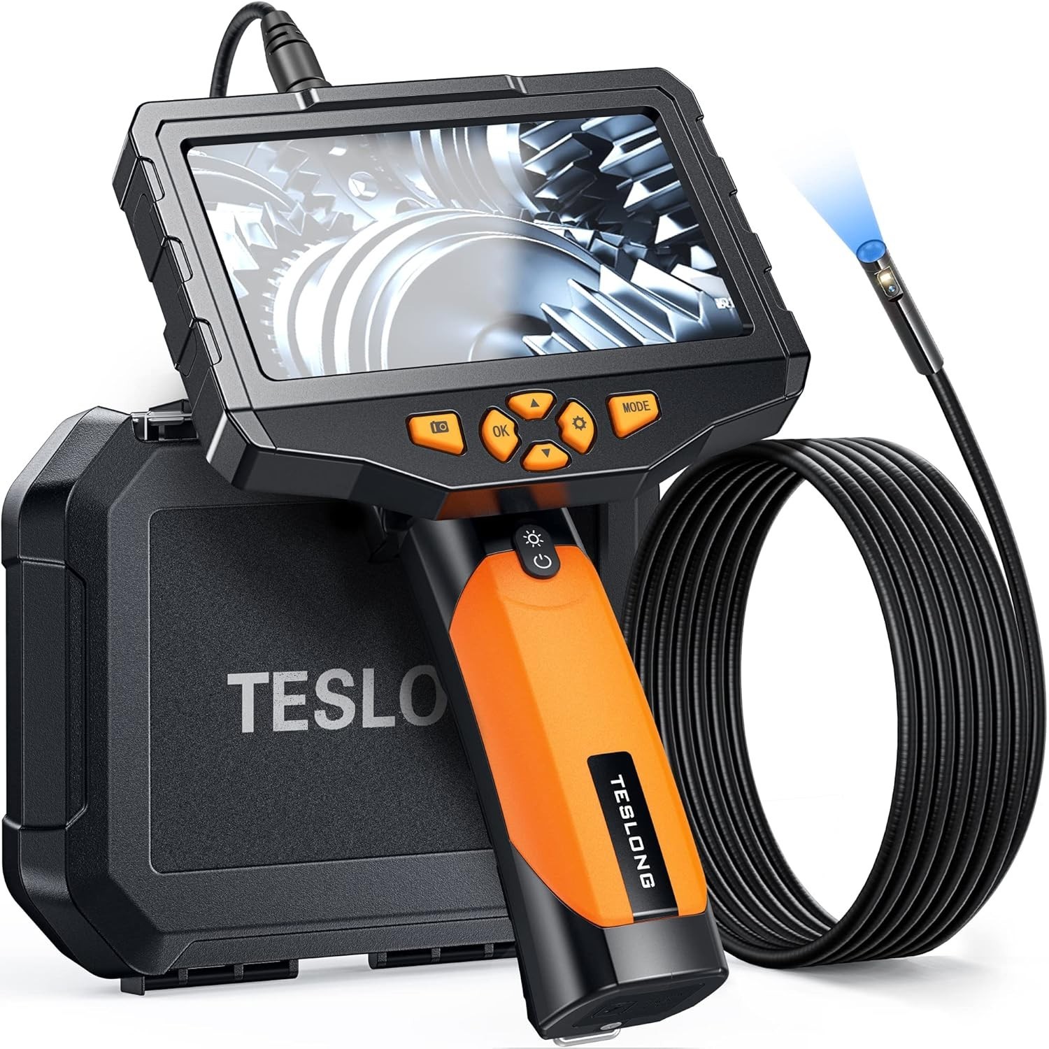 8mm Dual Lens Endoscope Borescope Inspection Camera Industrial 5" IPS Screen 3M