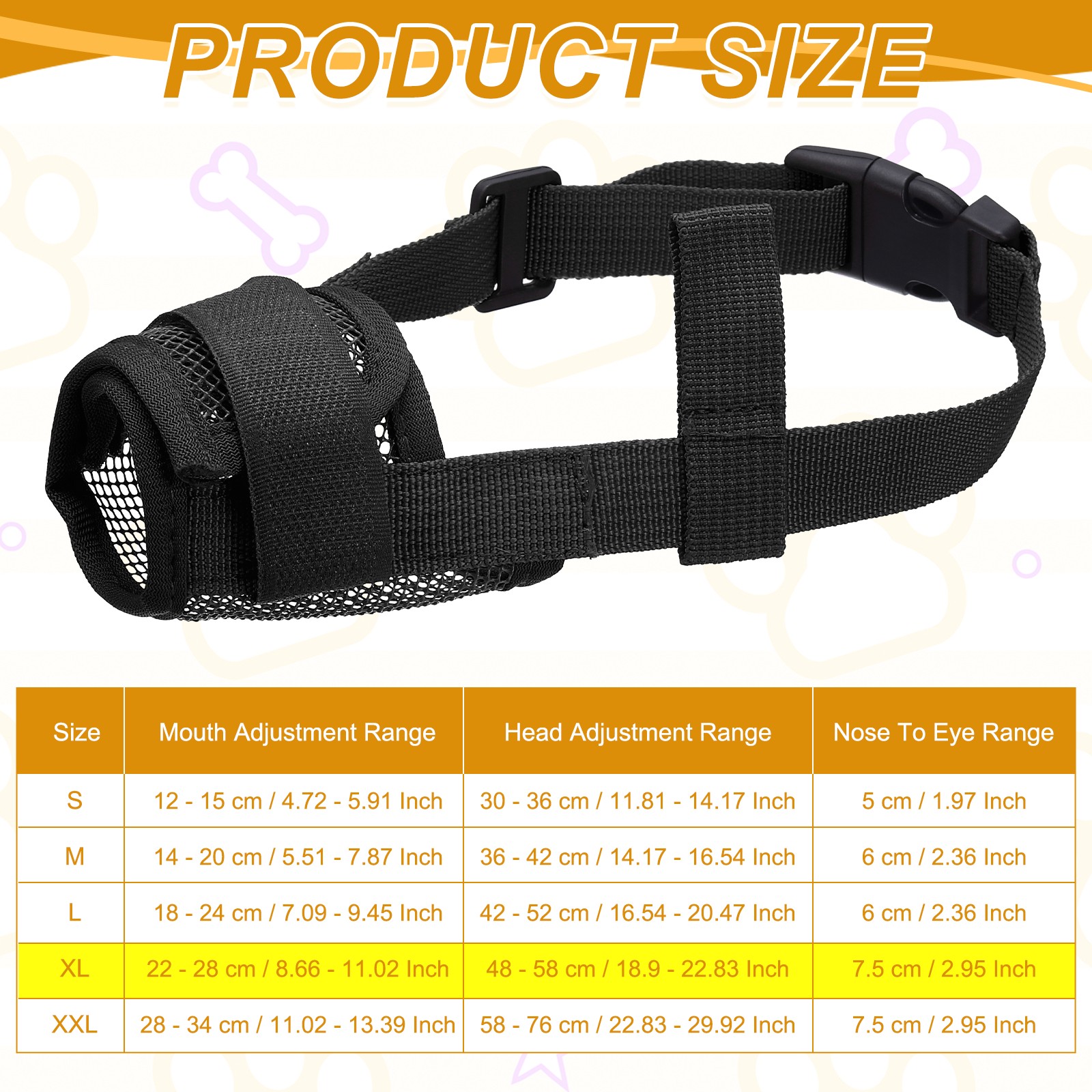 Dog Muzzle, Soft Mesh Muzzle Mouth Guard Cover(Black, XL)