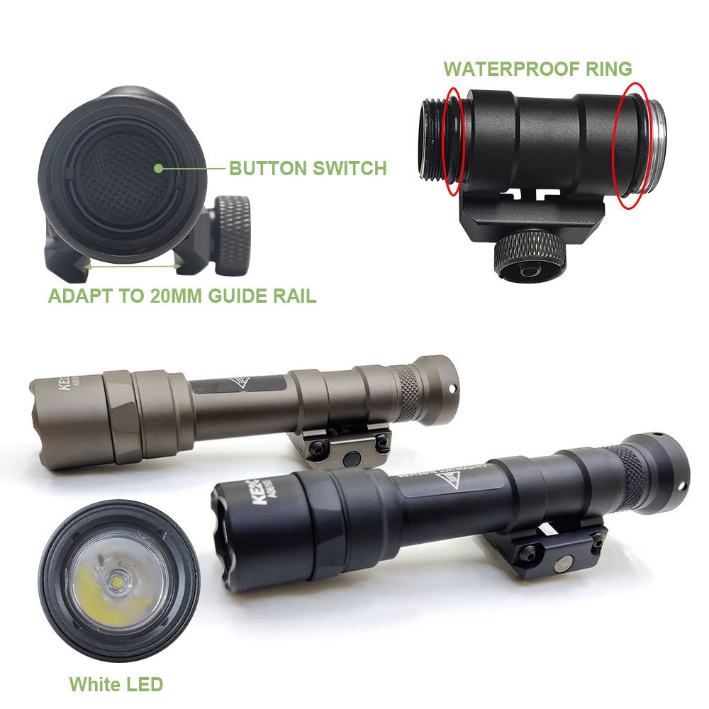 M600B Weaponlight Tactical Flashlight W/ Tailcap & Pad Switch + SS M-ax Mount US