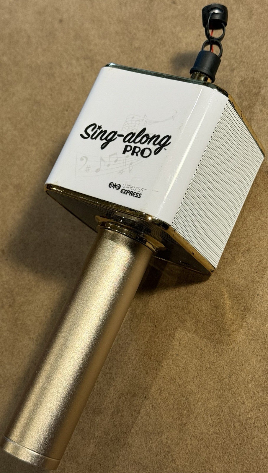 Sing-Along Pro Wireless Bluetooth Karaoke Microphone Gold – Works w/ USB