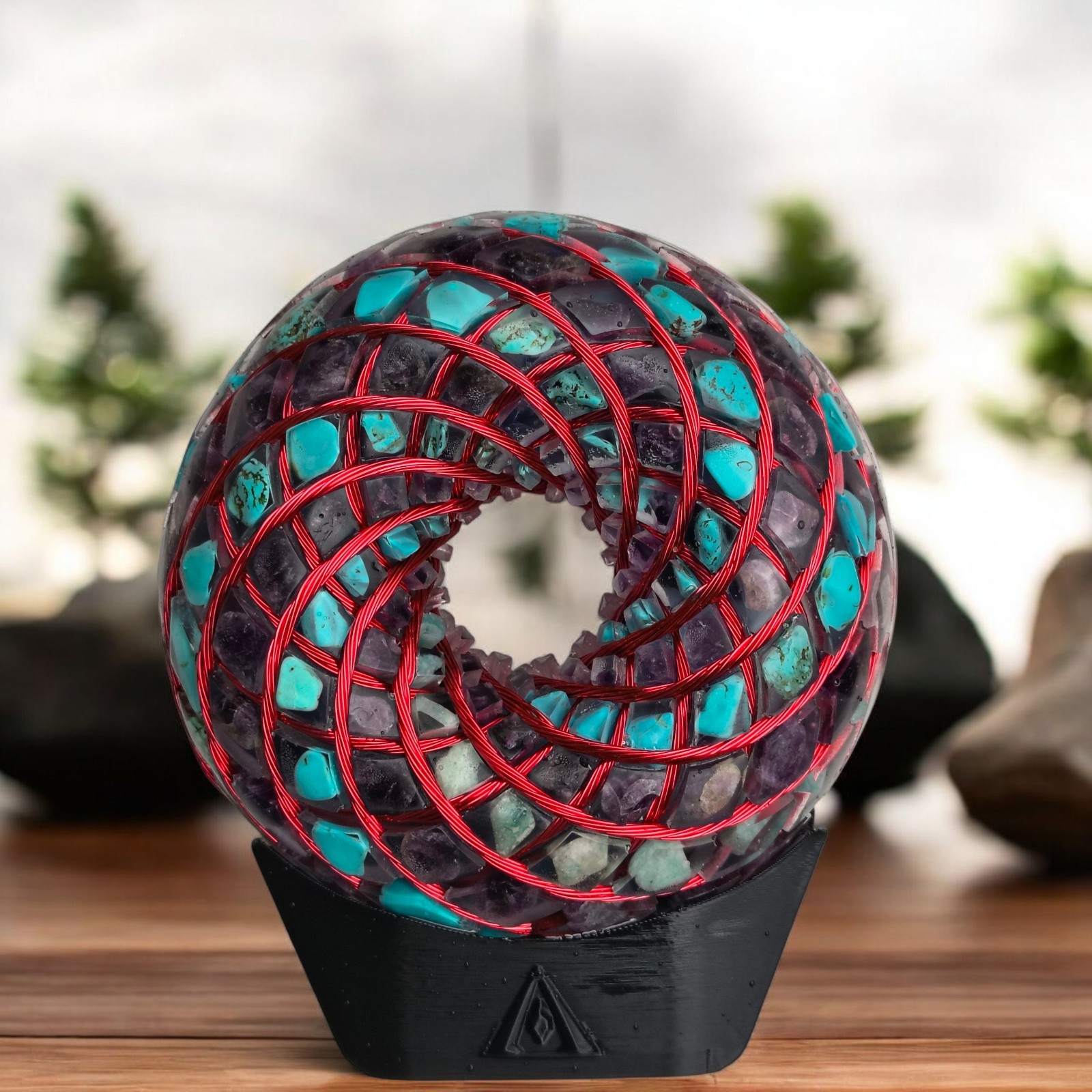 Torus PEMF Rodin Coil Amethyst, Turquoise, Blue Kyanite Frequency Generator