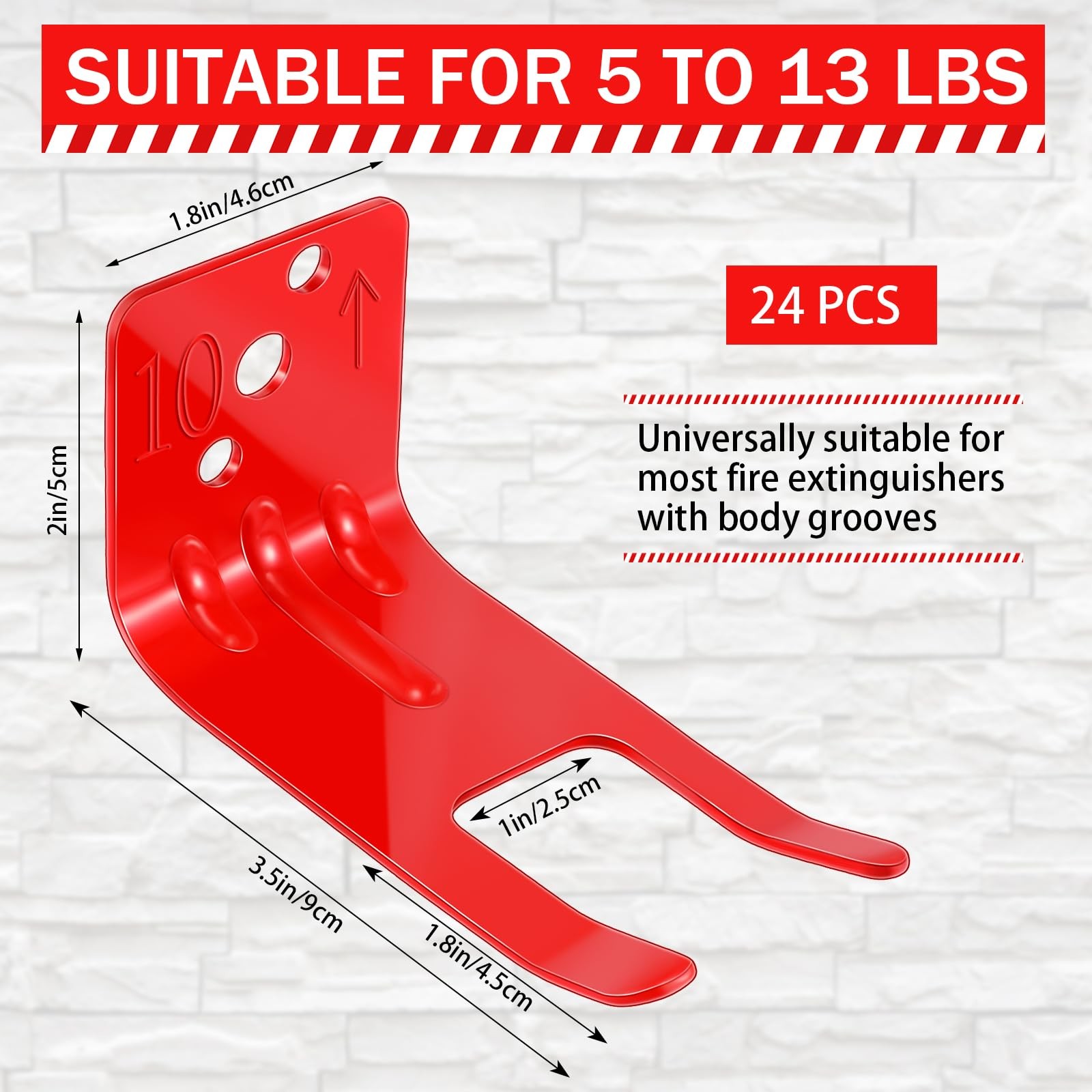 24 Sets Universal Fire Extinguisher Bracket Fork Style Mount Holder 513 Lb Red