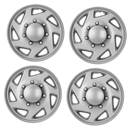 Hubcaps Compatible with Ford F250 F350 Truck; E150 E250 E350 E450 Van; Silver