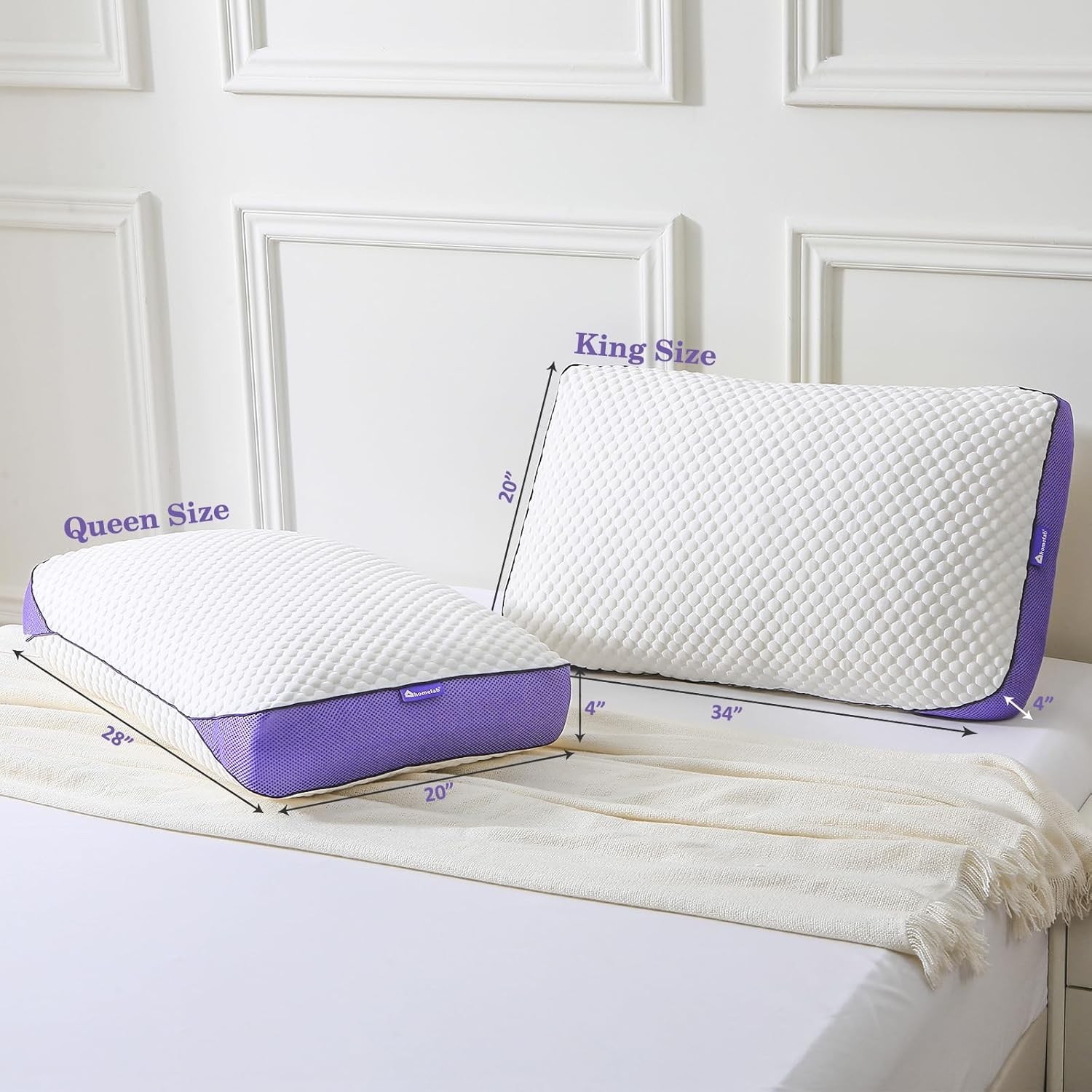 Adjustable Shredded Memory Foam Pillow Queen Size, Cooling Bed