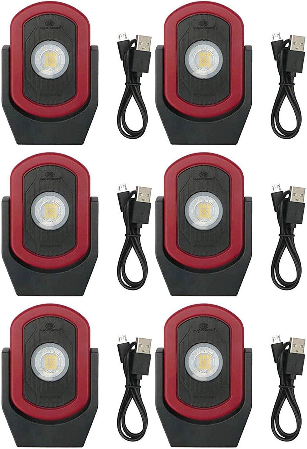 Maxxeon MXN00810 WorkStar Cyclops USB-C Rechargeable LED Work Light, Pack of 6 L