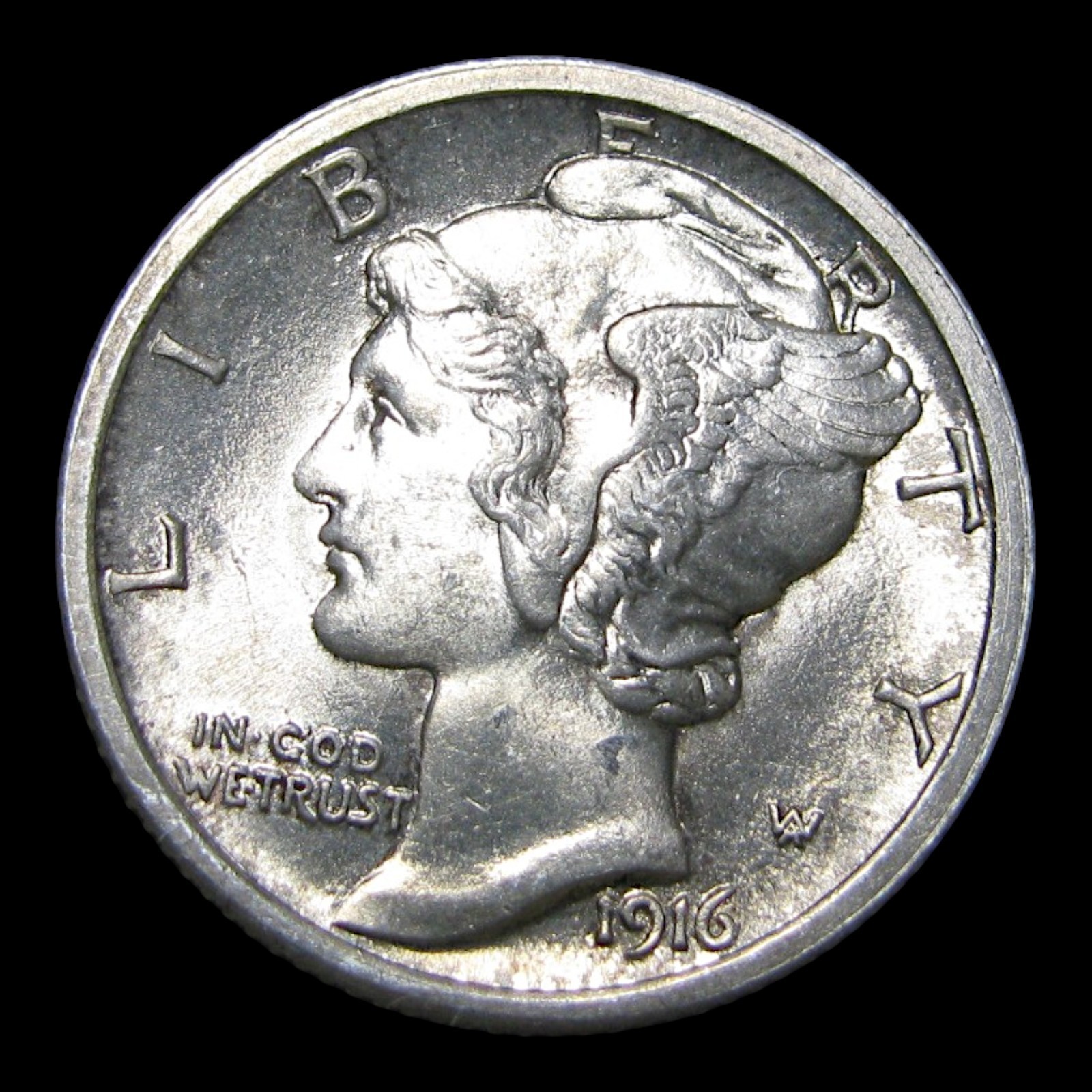 1916 Mercury Dime Silver ---- Stunning Gem BU+ FB Coin ---- #KK599