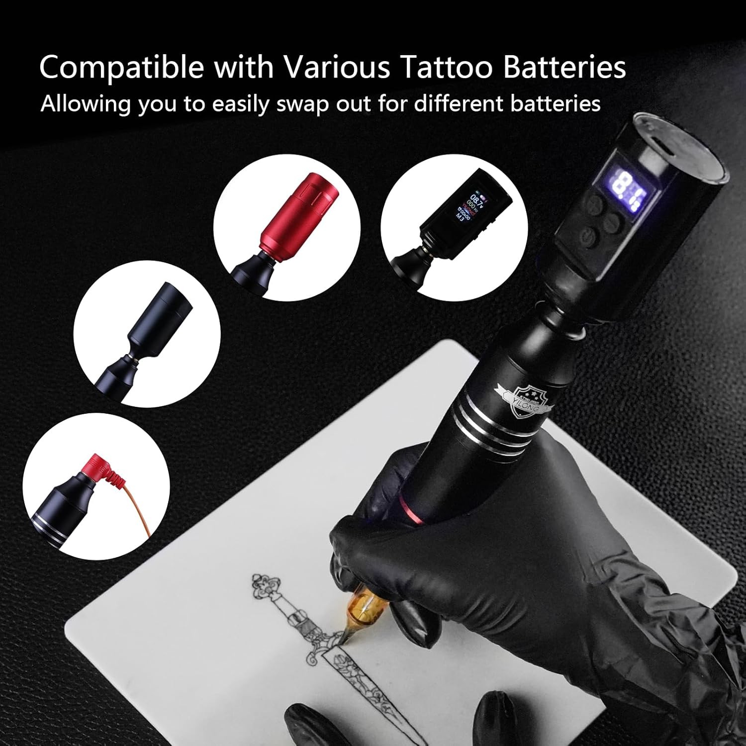 Wireless Tattoo Kit for Beginners - Machine 3Mm, Black One Battery