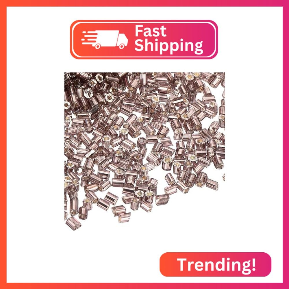 uxcell 1400Pcs Glass Bugle Beads, 1.9x1.5mm Tube Mini Loose Glass Seed Spacer Be