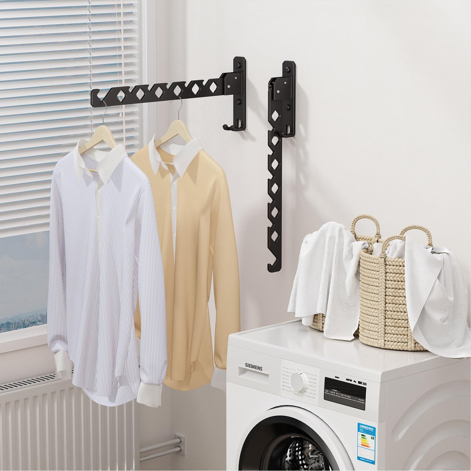 Wall Mounted Clothes Drying Rack, Wall Clothes Hanger Foldable, Laundry Hange...