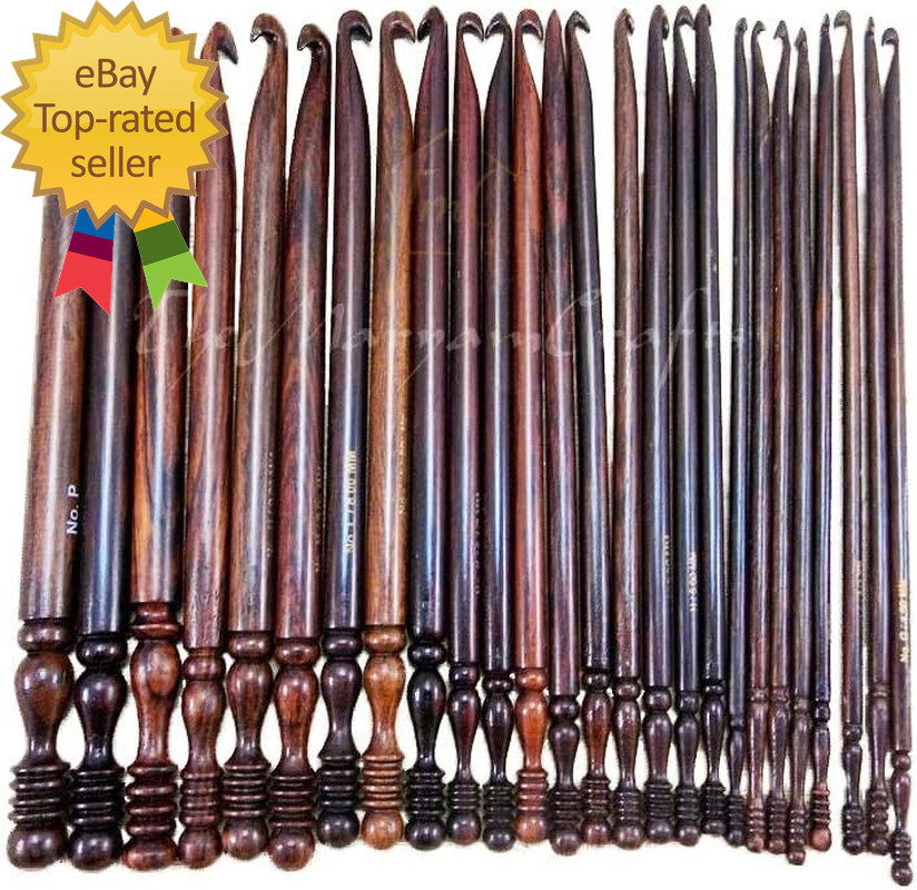 Rosewood Crochet Hook Set 15PCS (3.5MM-25MM) Handmade Wooden Needles
