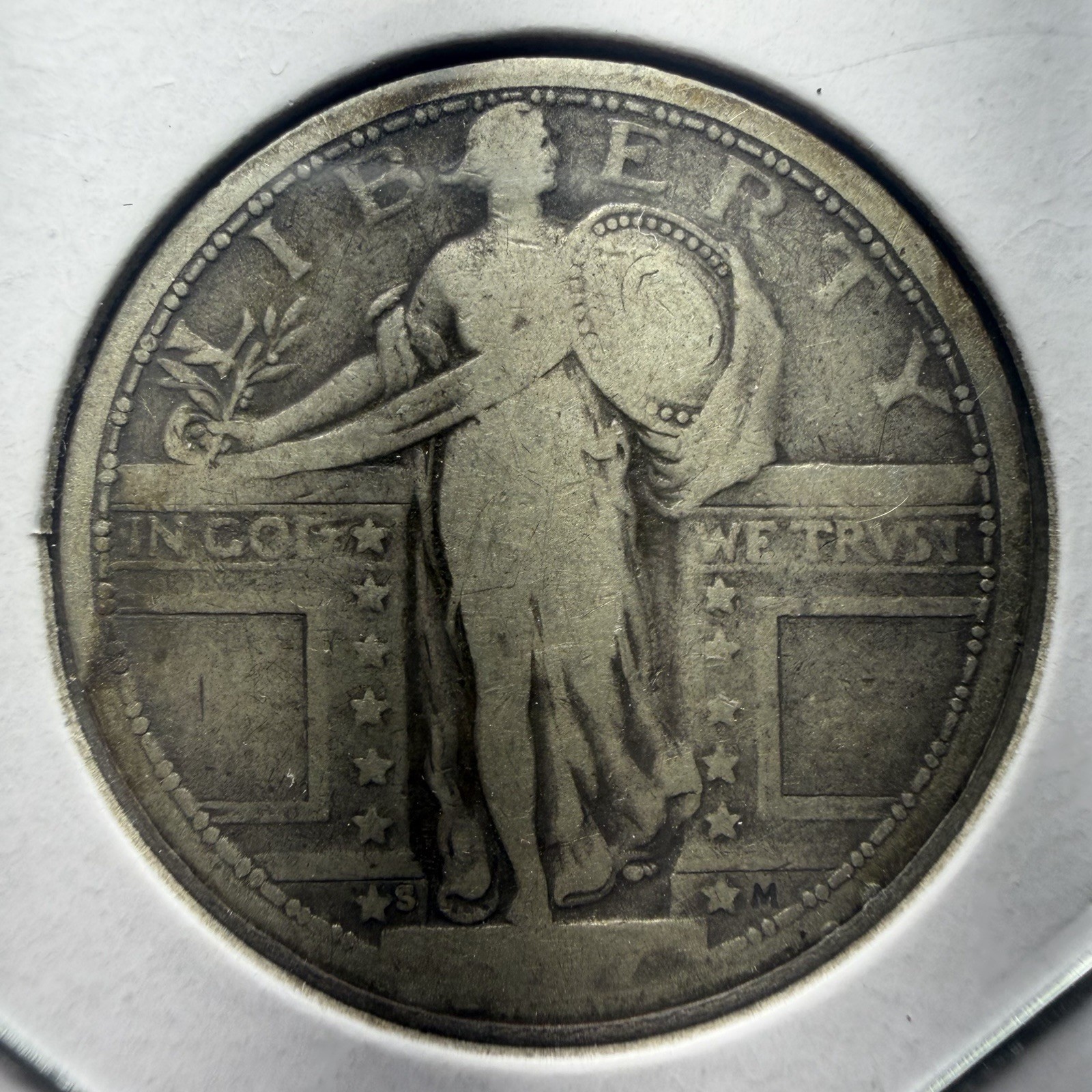 Tough 1917-S Type 1 Standing Liberty Quarter Nice ~F Transition Year Key Date