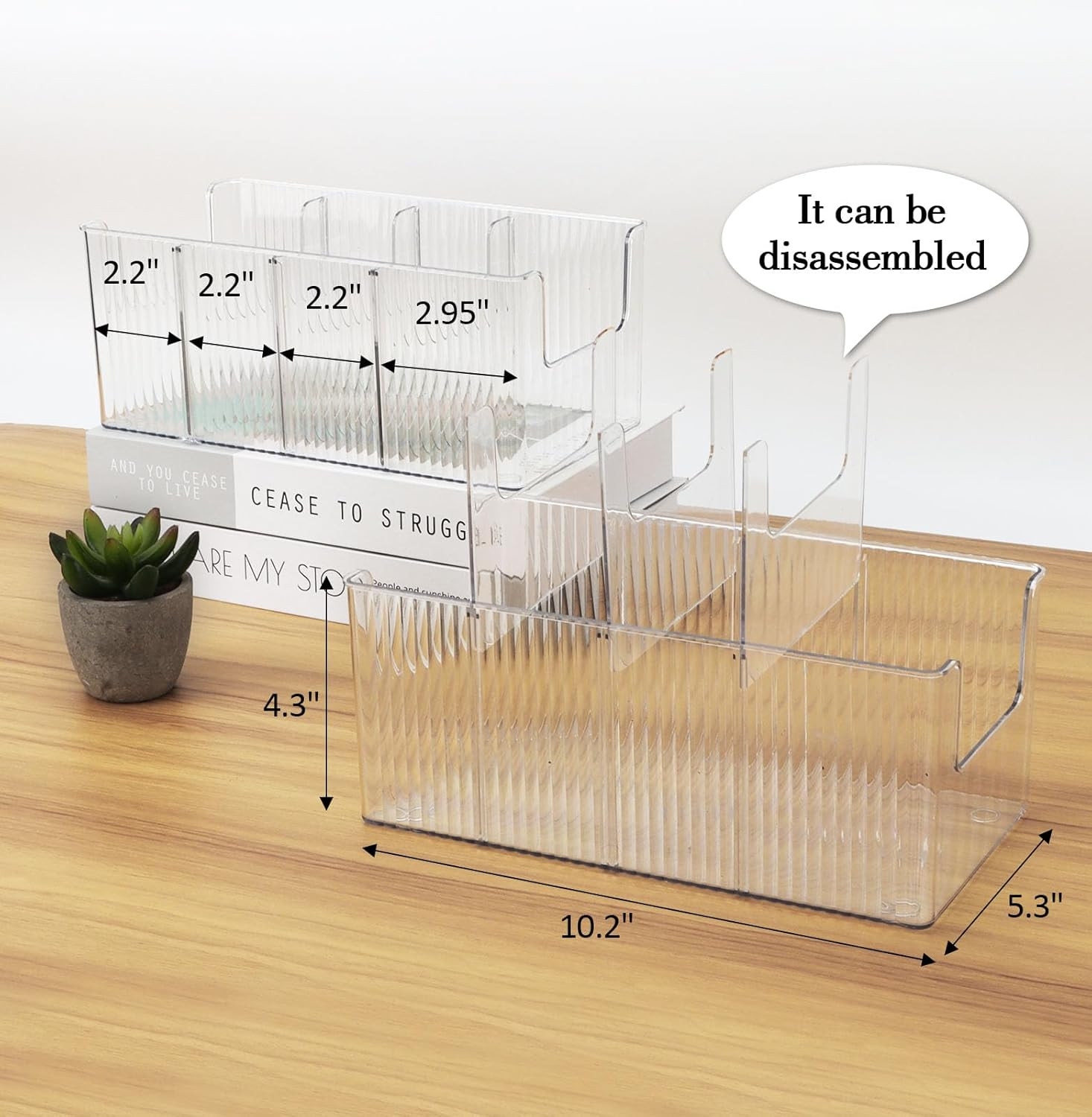Acrylic Belt Organizer - 2 Pack with Adjustable 4 Compartments & Stackable Desig