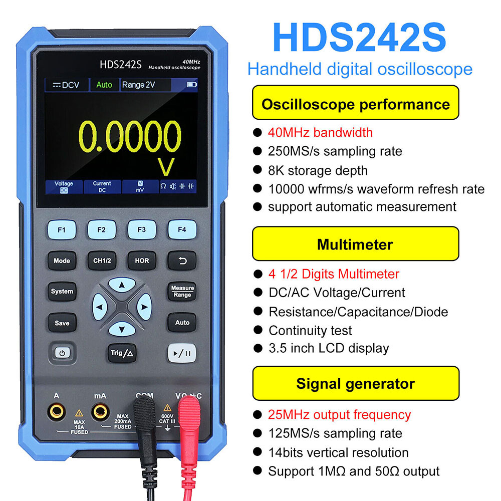 For OWON 2CH+1CH Waveform Generator USB HDS200 Handheld Digital Oscilloscope