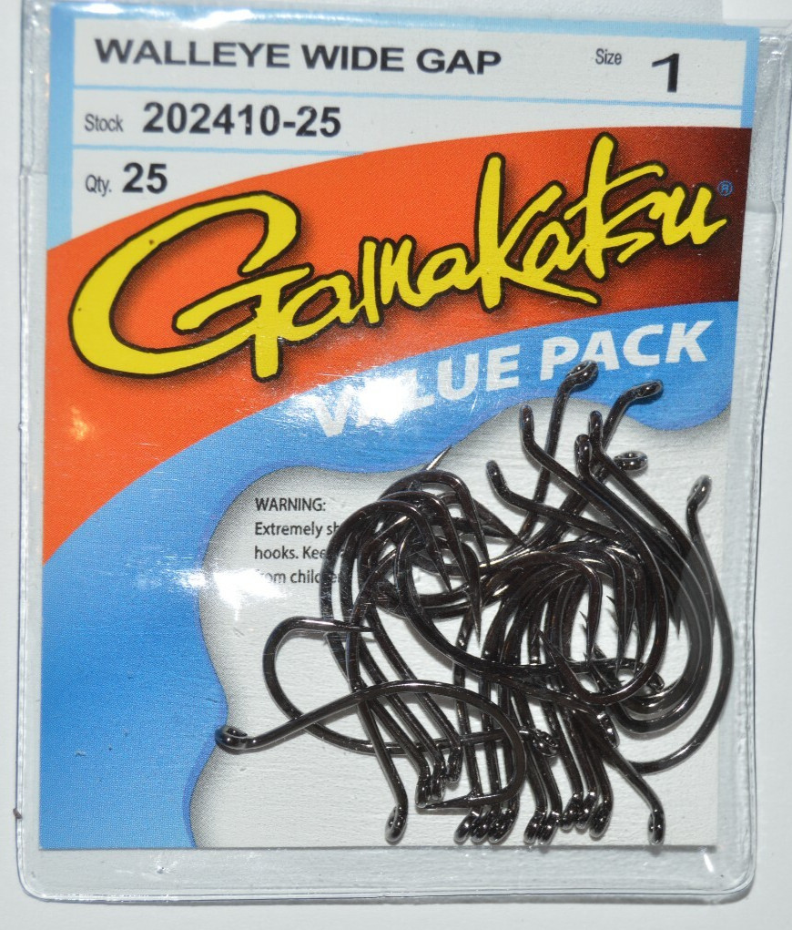 gamakatsu walleye pickerel wide gap hook size 1  value pack  202410-25