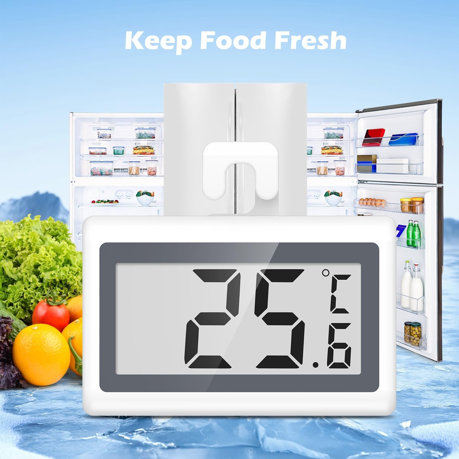 KeeKit Refrigerator Thermometer, Digital Fridge Thermometer with LCD Display,...
