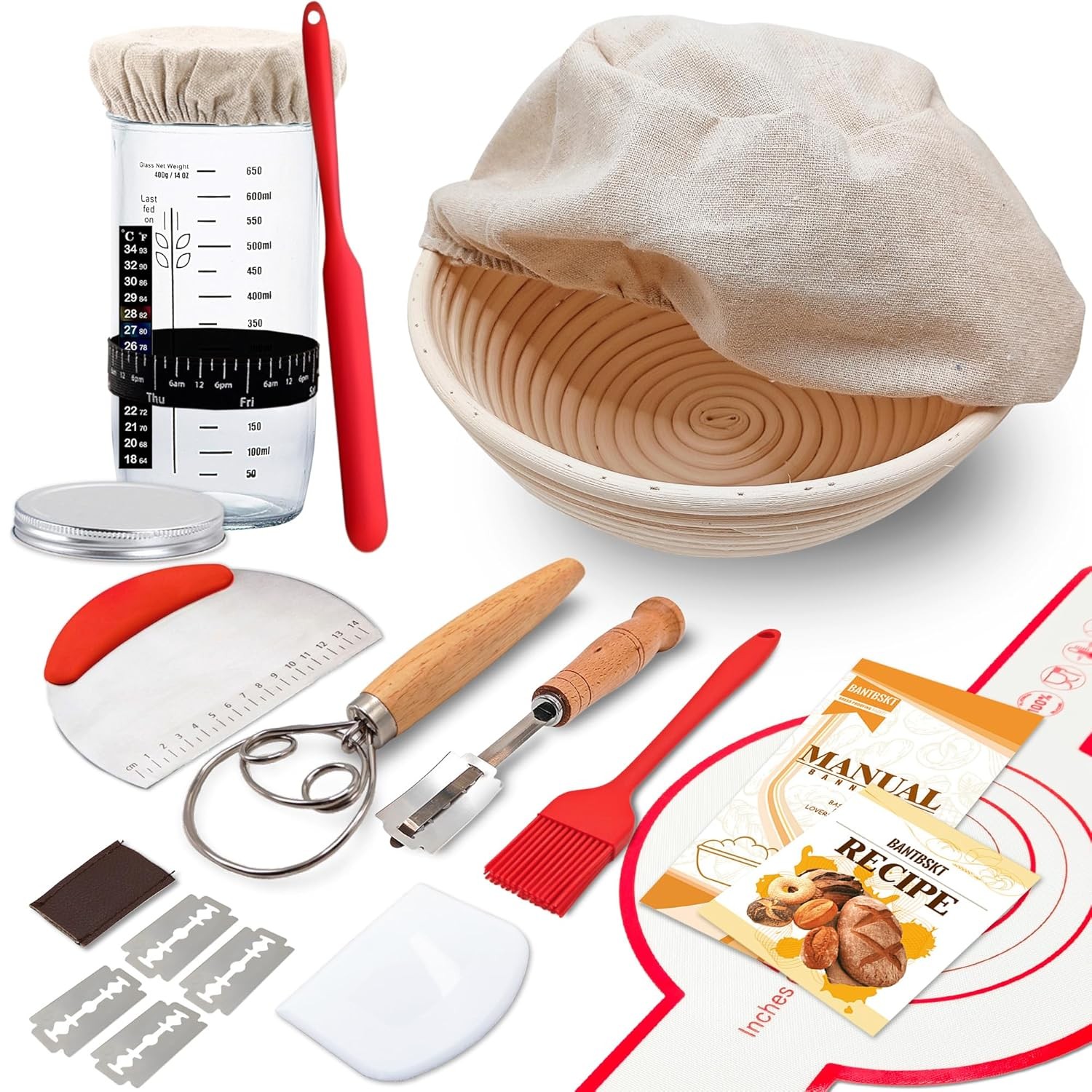 Sourdough Starter Kit Baking Supplies Banneton Bread Proofer Sourdough Bread